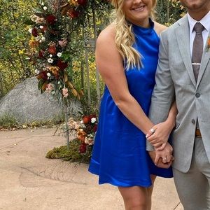 Zara Cobalt Blue Mini Halter Dress